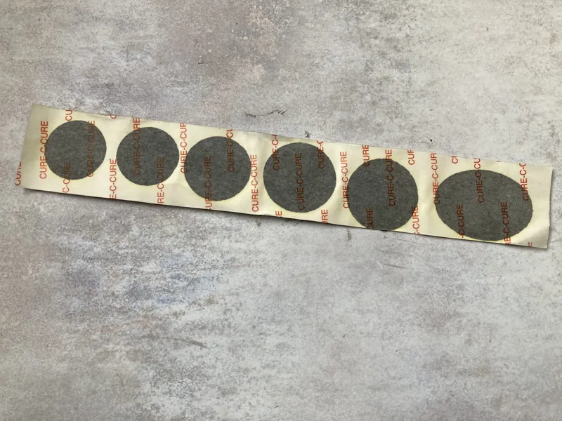 Weldtite Cure-C-Cure Puncture Repair Feather Edge Patch Strips x 6 Assorted Sizes Black