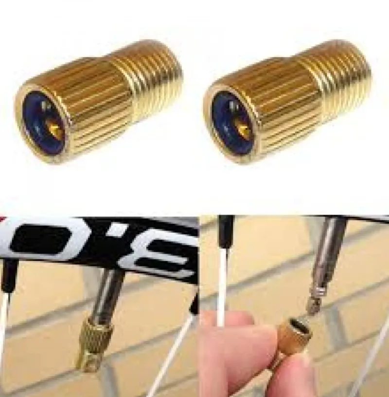 Presta to Schrader Valve Adapter Brass