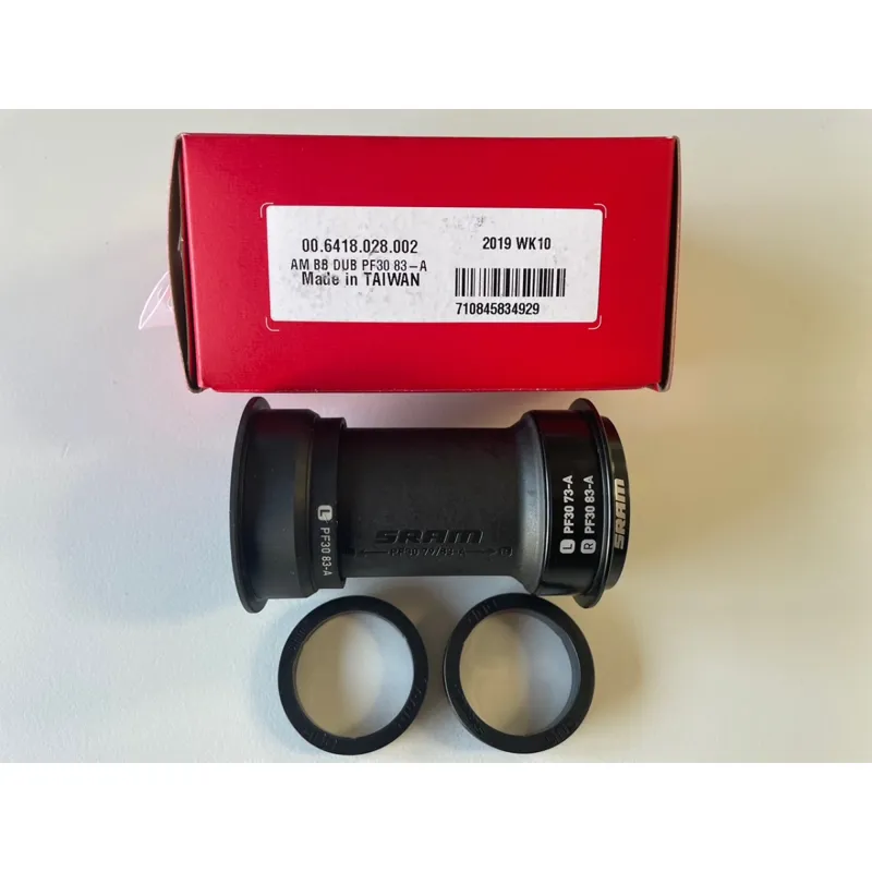 SRAM BB DUB PressFit 30 Road 83mm Cannondale AI - including 6.0 9.0 DUB Spacer - 00.6418.028.002 - BBDUB8028002  Black