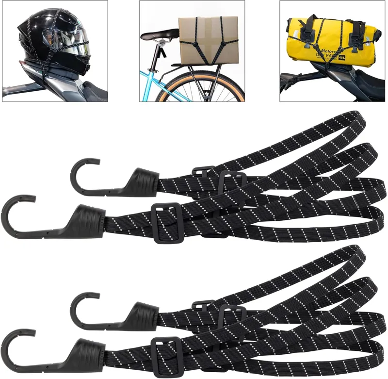 Elastic Pannier Straps 60cm with Reflective Strips Black